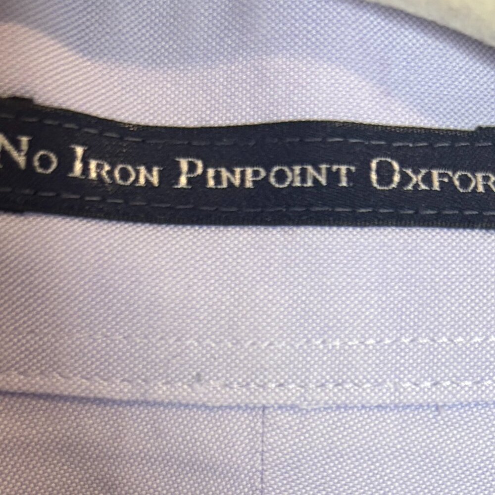 Land's End Button Down No Iron Pinpoint Oxford Purple Dress Shirt Men’s 15.5-33 - Picture 5 of 5